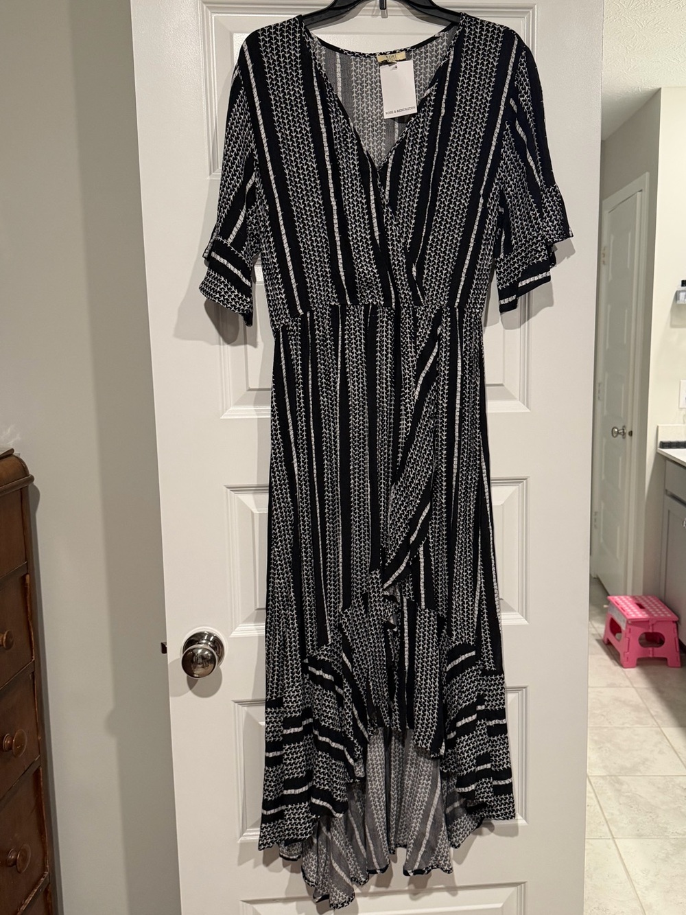 Kori Rose & Remington Black and White Patterned Wrap Dress